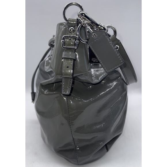 Coach Women's Madison Leather Marielle Drawstring 2 Strap Glossy Gray‎ Tote Bag - Picture 9 of 11